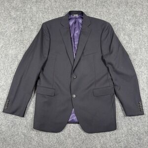 Saks Fifth Avenue Blazer Size 42R Black‎ Trim Fit Pinstripe 100% Wool Button Men